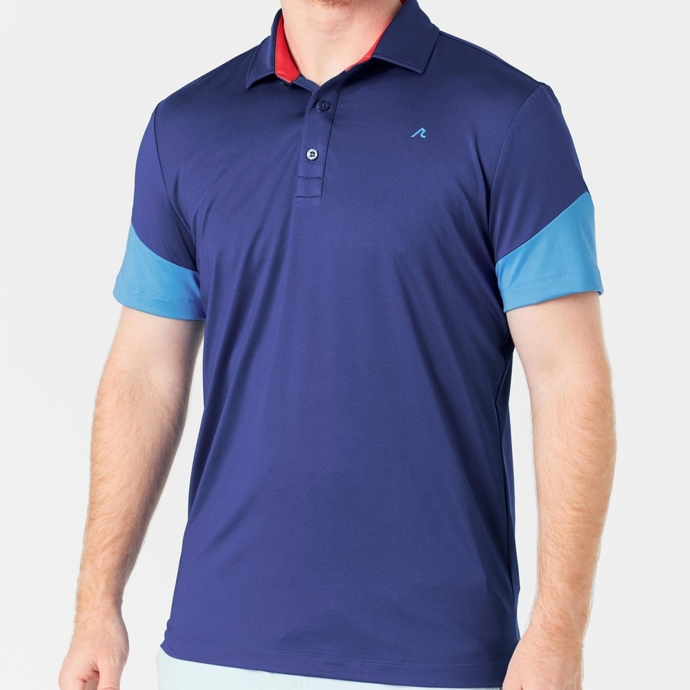 Redvanly Golf Polo Shirt Blue Color Block Mens XL Performance NWT